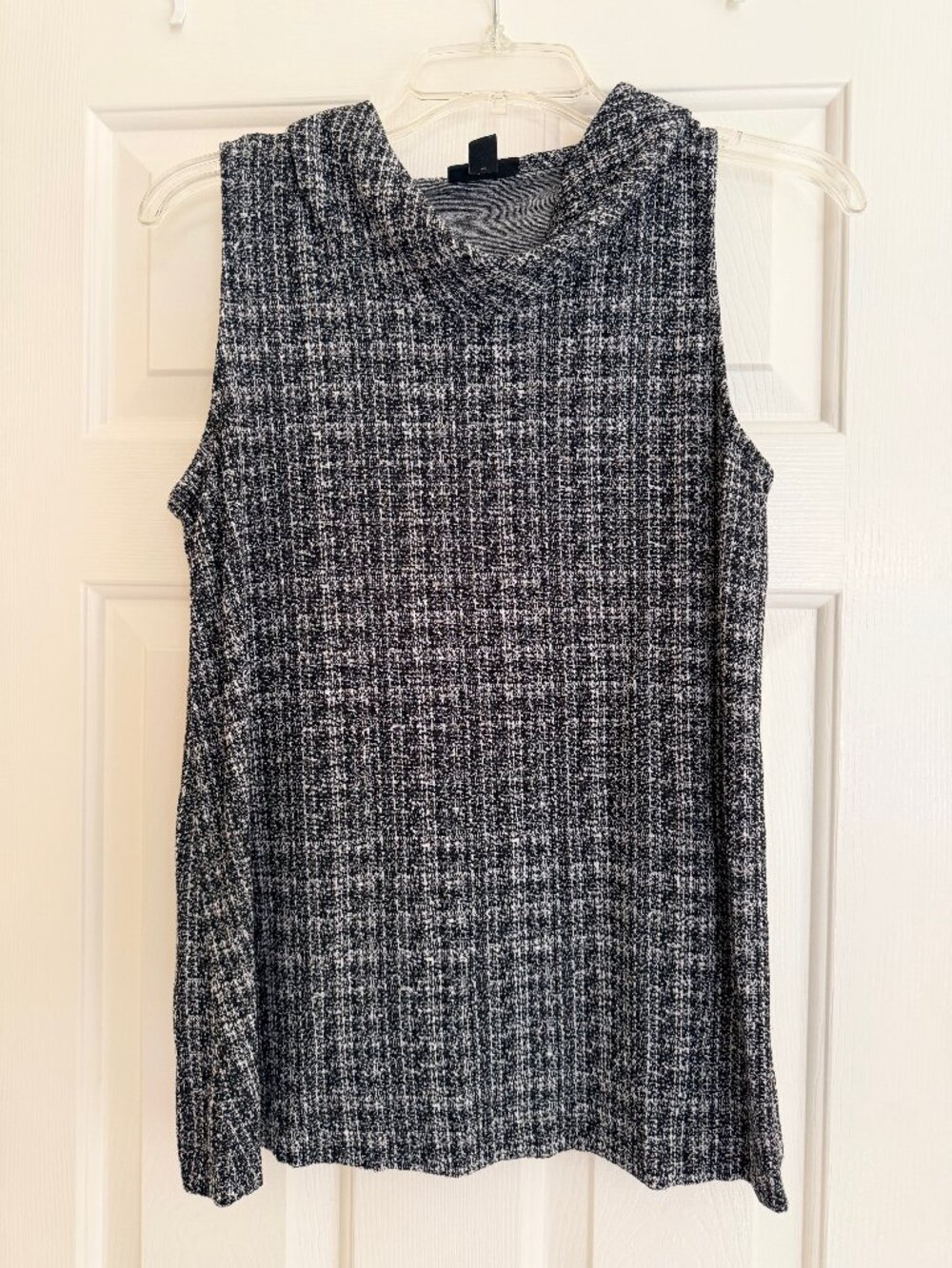 J Jill Wearever Collection Knit Black White Sleeveless Cowl Neck Top S